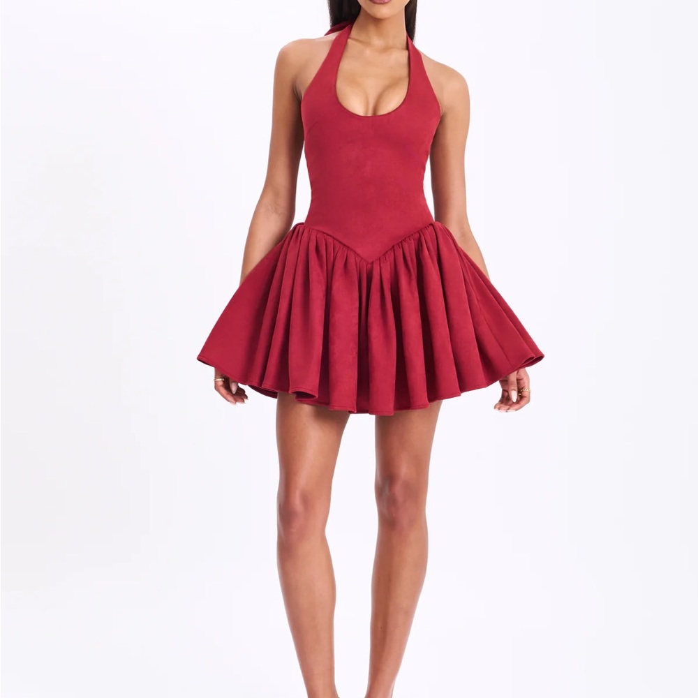 Red Halter Mini Dress - Women's Fashion - Picture 2 of 5